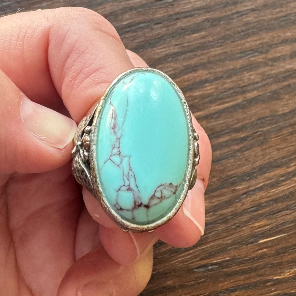 Large Lucky Brand Turquoise Ring - sz 7